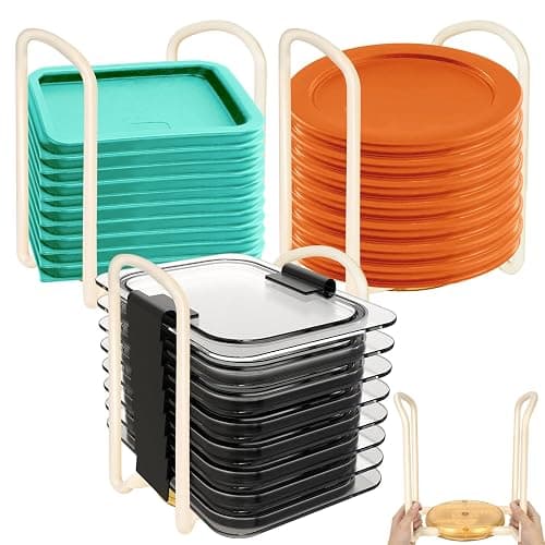 Yobonlab 3 Pack Adjustable Lids Organizer for Rubbermaid Brilliance Lids | Lid Organizers Inside Cabinet for Pyrex Snapware, Lids Holders Suitable for Storing Lids of Various Sizes(5.51in-8.27in) - Image 1