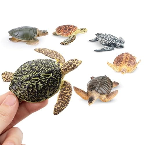 Toymany 6PCS Realistic Sea Turtle Figurines, Plastic Ocean Sea Animals Figures Set Includes of Turtles, Educational Toy Cake Toppers Christmas Birthday Gift for Kids Toddlers thumbnail 4