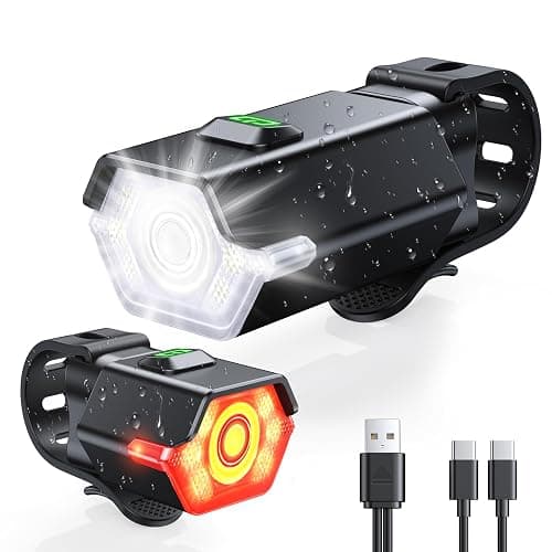 CIRYCASE Bike Lights Front and Back, 3+6 Modes Bicycle Lights with Side Warning Light, Rechargeable & IP65 Waterproof Cycle Light, CyclingLights Headlight and Rear for Road Riding, Easy to Install - Image 1