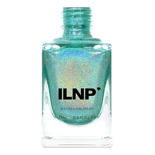 ILNP Aerial View - Aquamarine Ultra Holographic Nail Polish, Chip Resistant Manicure, Long Wear Nail Lacquer, Smooth & Glossy Finish, Non-Toxic, Vegan, Cruelty Free, 12ml