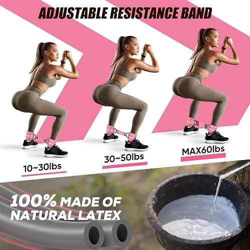 KUZARO Ankle Resistance Bands with Cuffs, Ankle Weights Bands for Working Out, Women Leg and Glutes Workout Equipment, Exercise Bands for Kickbacks, Butt and Booty Trainer, Home Gym Fitness Equipment thumbnail 5