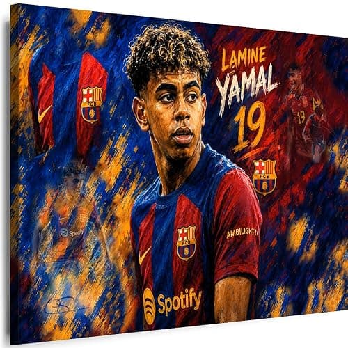 Myartstyle Leinwand Bild Lamine Yamal Fußball Star Spieler Sport Modern Kunstdruck (100x70cm) - Image 1