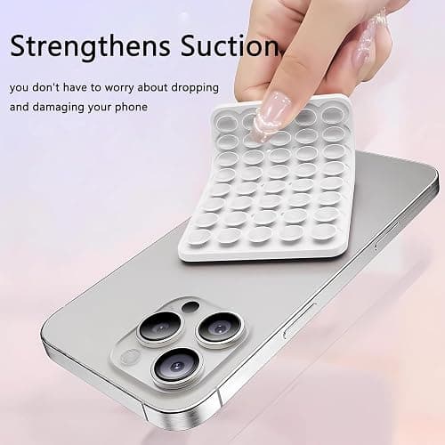 Phone Sticky Grip - 28 Phone Silicone Suction Pad | Double Sided Strong Suction Cup Mobile Case Holder | Compact Smartphone Mount for Selfies, Videos, Chat, and Watch Movies thumbnail 3