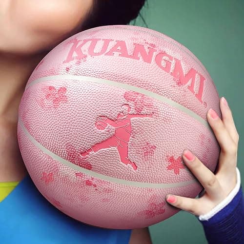 Kuangmi Pink Series Basketball, Premium Design Printed Street Performance Ball, Men's Official Size 7 29.5", ‎Women's Intermediate Size 6 28.5", for Indoor & Outdoor thumbnail 5