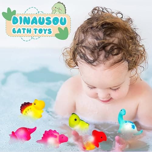Jiosdo Baby Bath Toys, 6 PCS LED Kids Sensory Toys, Liquid Sensor Light Up Dinosaur for Autism thumbnail 2