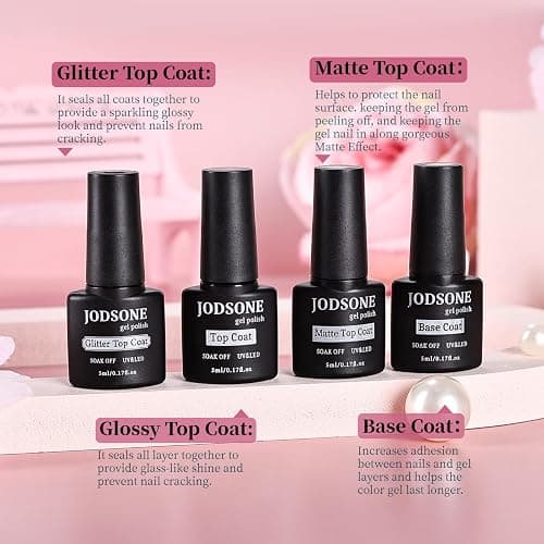 JODSONE 36 PCS Gel Nail Polish Set-32 Colors Gel Nail Polish Set Same Color Same Bottle No Wipe Base Top Matte Glitter Coat Professional Choice Salon Gifts thumbnail 9