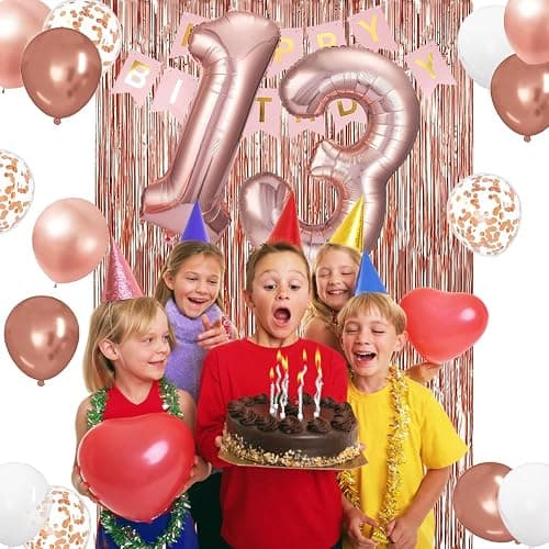 13th Birthday Decorations for Girls, Rose Gold 13th Birthday Banner, Balloon, Cake Topper, Sash and Crown, Happy 13th Birthday Party Decorations for Girls thumbnail 4