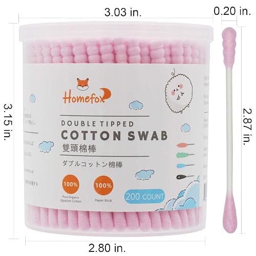HOMEFOX Pink Cotton Swabs Spiral - 400 Count Organic Cotton Buds Double Side Tightly Wrapped Cotton Tips Paper Stick Soft Gentle Lint-Free Cruelty-Free, Round & Spiral (Pink) thumbnail 2
