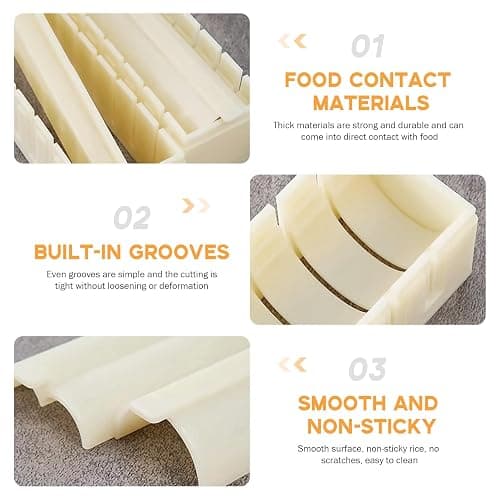 Kit de fabrication de sushis, kit de machine à sushis, presse à sushis avec formes de moule à riz à sushis, kit de rouleau à sushis, kit à sushi pour débutants, moule à onigiri à la maison (lot de 3) thumbnail 4