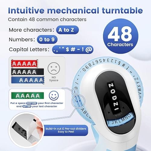 Zodzi Embossing Label Maker,Vintage Embossed Label Maker Machine with Tapes,Manual Retro Labeler,Old School Embosser with 3D Tapes for Home Office Kids DIY Craft Scrapbook Supplies Junk Journal Kits thumbnail 6