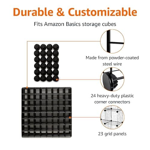 Amazon Basics Cube Wire Grid Stackable Storage Shelves, 6-Cube, 12.6"D x 26"W x 38"H, Black thumbnail 3