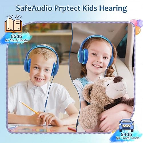 Voopwink Kids Headphones Wired with Microphone, USB Type C Headphones for Kids Girls Boys with Cord/LED Lights/85/94dB Volume Limit, Portable Over Ear Headphones for School/Travel/Tablet/iPad thumbnail 2