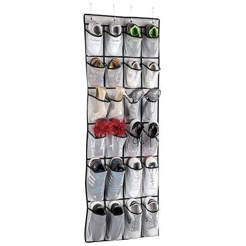 SAVERHO Over The Door Shoe Organizer, Hanging Shoe Organizer with 24 Mesh Large Pockets Door Shoe Rack Organizer for Men Women Kids Hanging Shoe Storage Bag.(White thumbnail 7