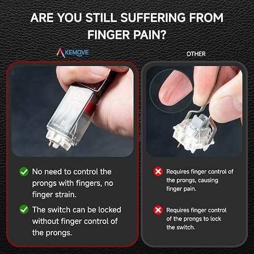 KEMOVE P10 2-in-1 Switch Puller Keycap Puller for Mechanical Keyboard, 304 Stainless Steel Key Switch Keycap Puller, Easily Remove and Replace Gaming Keyboard Switches and keycaps - Black Translucent thumbnail 2