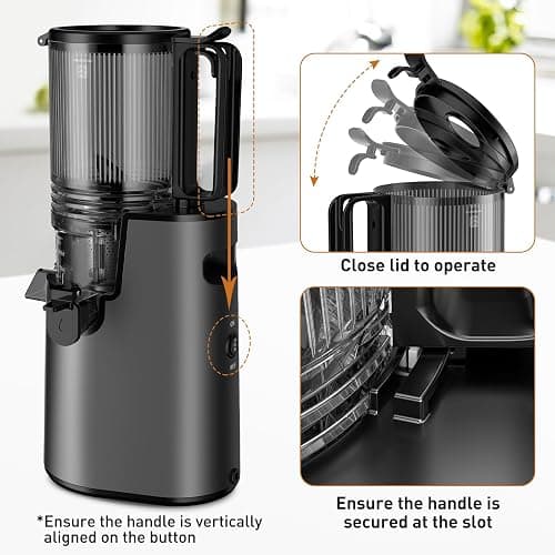 Cold Press Juicer, Juicer Machines with 5.4" Wide Feed Chute for Juice Extractor, Professional Slow Masticating Juicer for Whole Vegetables & Fruits with High Juice Yield, Easy to Clean (Black) thumbnail 7