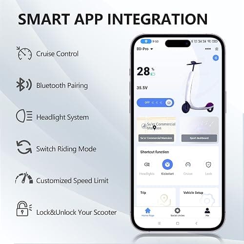 Maxshot Electric Scooter, 350W/500W Powerful Motor, 19-22 MPH Max Speed, 15-28 Miles Range, Foldable escooter with Dual Braking Systems, Smart APP thumbnail 7