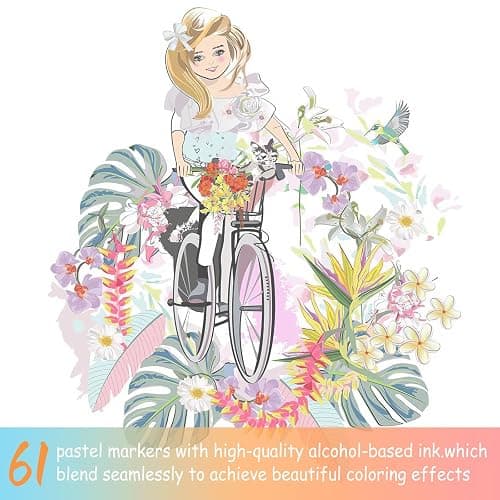 Caliart Pastel Markers, 61 Colors Dual Tip Art Markers Sketch Pens Permanent Alcohol Based, with Case for Adults Artists Drawing Illustration Sketching Coloring thumbnail 6