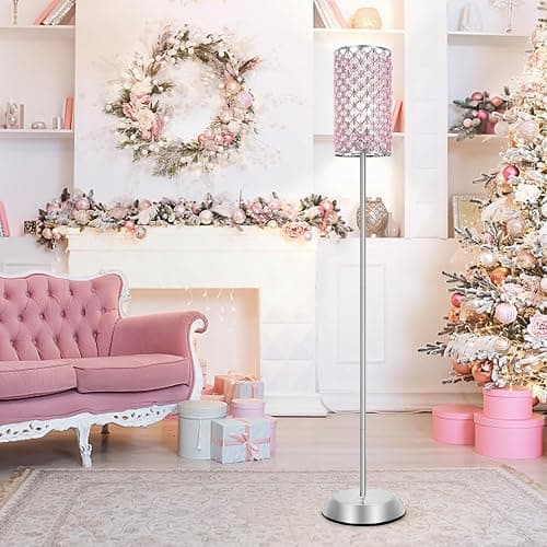 GyroVu Crystal Floor Lamp for Bedroom, Living Room Pink Floor Lamps Modern Tall Lamp with On/Off Foot Switch Glam Standing Light for Girls Bedroom Minimalism Pole Corner Lamp for Office Dorm Hotel thumbnail 5