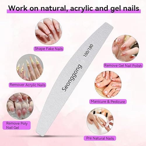 24 PCS Nail File 100/180 Grit Nail Files for Women Double Sided Emery Board Fingernail Shaping Manicure Pedicure Tools for Natural Nails Nail Supplies Salon and Home Use thumbnail 3