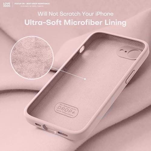 LOVE 3000 Designed for iPhone 16e/17e Case, Premium Silicone with [Soft Anti-Scratch Microfiber Lining] Shockproof Protective Phone Case for Holsters 6.1", Chalk Pink thumbnail 5