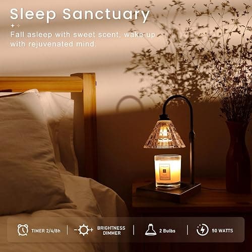 MAKYTWOW Candle Warmer Lamp with Dimmer, 2H/4H/8H Timer, Compatible with Yankee Candle Large Jar Candle, Home Decor Gift for her, Birthday Gift for mom, Home Scented Jar Candles Heater (Black) thumbnail 6
