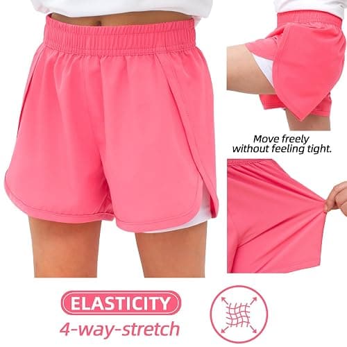MEILONGER Girls Shorts Quick Dry Swim Trunks for Teen with Breathable Inner Bike Soccer Running Athletic Shorts for Kids thumbnail 3