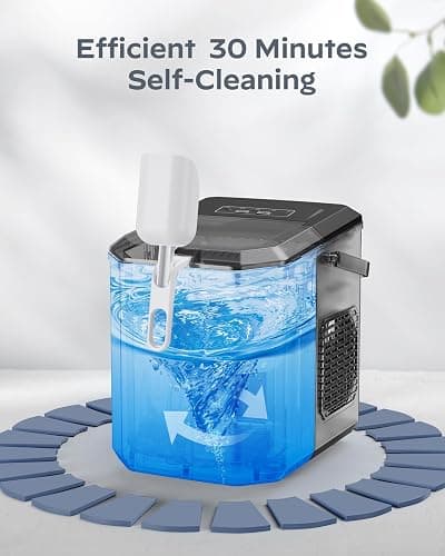 Silonn Ice Maker Countertop, Portable Ice Machine with Carry Handle, Self-Cleaning Ice Makers with Basket and Scoop, 9 Cubes in 6 Mins, 26 lbs per Day, Ideal for Home, Kitchen, Camping, RV thumbnail 5