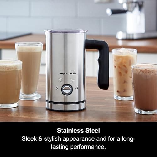 Morphy Richards Milk Frother Electric 4 in 1, Non Stick Coating, 4 Programs, Auto Switch Off, LED Function Button, 300ml Capacity, Dairy Free Alternatives, Cordless Jug, 600W, Stainless Steel, 210003 thumbnail 3