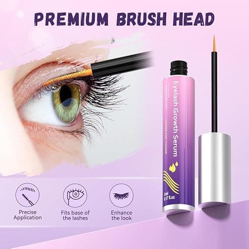 Lash Serum for Growth, Premium Eyelash Enhancer Care for Longer Thicker & Fuller, Gentle Formula Safe for Sensitive Eyes Non-Irritating Daily Use at Home & Travel - 5ml thumbnail 4