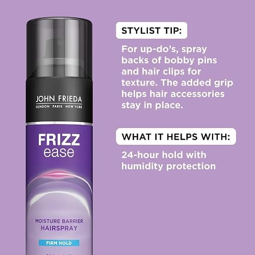 John Frieda Frizz Ease Moisture Barrier Hairspray, Firm Hold Hairspray, Seals Out Moisture, Blocks Frizz, Protects Against Heat, and Keeps Hair Straight with Long-Lasting Hold, 12 Oz - Pack of 1 - 12 Ounce (Pack of 1) thumbnail 3
