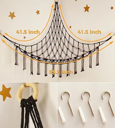 mirolam Stuffed Animals Storage Hammock Net Corner - Large Cool Y2K Adult Toy Hammock Hanging Organizers Storage - Boys Room Decor - Funny Stuff Goth Decorations thumbnail 5