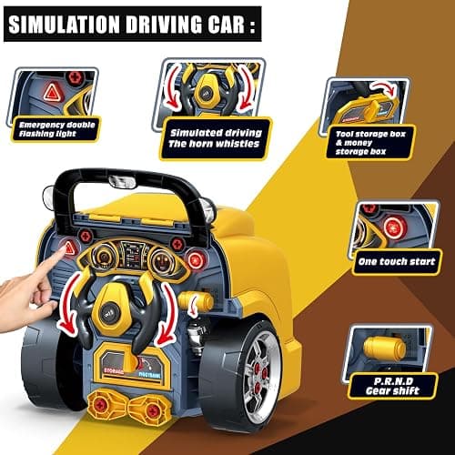MUGEYMYD Large Truck Engine Toy for Kids 3-5, Take Apart Motor Vehicle Pretend Play Car with Light and Sound, Kids Mechanic Workshop Set, Toy Engine Building Kit for Toddlers. thumbnail 3