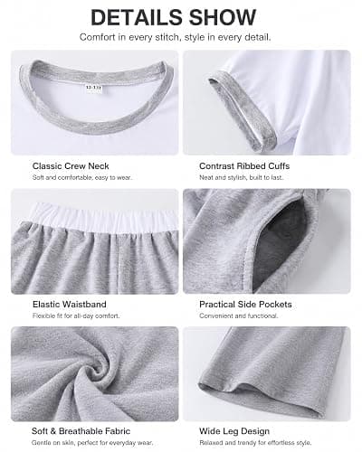 Azmxynol Tween Girls Clothes 2 Piece Outfit T-Shirt Top + Wide Leg Pants Girl Trendy Clothing Set, Sizes 7-16 Years thumbnail 6