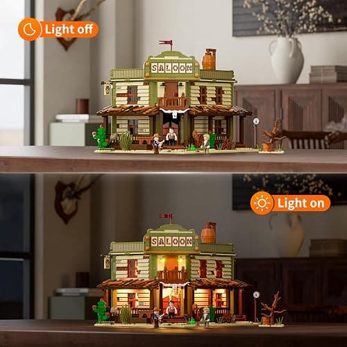 Funwhole Western-Saloon Lighting Building-Bricks Set - The Old West Saloon LED Light Construction Building Model Set 2026 Pcs for Adults and Teen thumbnail 6