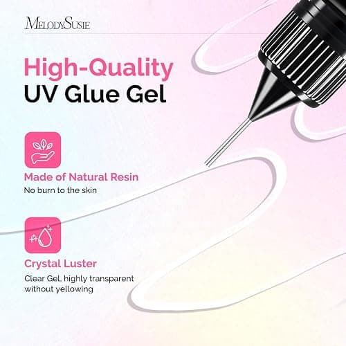 MelodySusie 2Pcs Nail Rhinestone Glue, 3D Gel Nail Art Design Strong Adhesive Nail Gem Glue for Nail Charms Gems Jewelry Decoration DIY Manicured at Home Cured Need Beauty Gifts for Women thumbnail 6