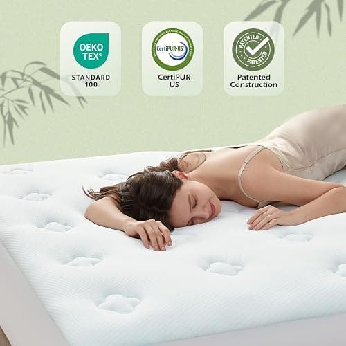 Hansleep Twin XL Mattress Pad Topper College Dorm Memory Foam, Twin XL Foam Mattress Topper Viscose Derived from Bamboo, Twin XL Size Bed Mattress Pad Cover for Back Pain Relief, 39" x 80", White thumbnail 4