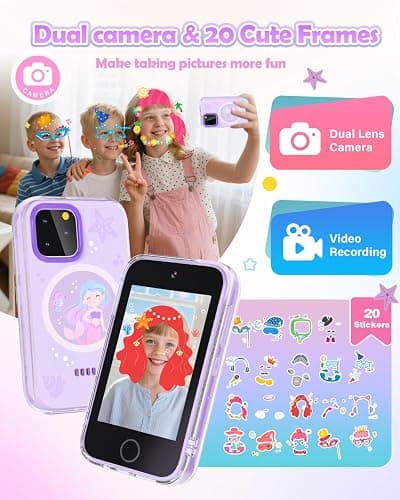 Dylanto Kids Camera ,3.5'' Touchscreen Phone for Kids Learning Play Toys for 3-9 Years Old Girls with Dual Camera,Video Players,Game,Christmas Birthday Gifts for Girls Age 3 4 5 6 7 8 9 -Purple thumbnail 3