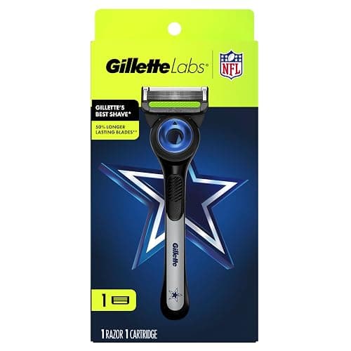 Gillette Labs Special NFL Cowboys Edition Shaving Razor for Men - 1 Handle, 1 Razor Blade Refill, Perfect for Game Day Grooming, GilletteLabs with Exfoliating Bar thumbnail 10