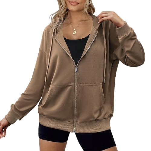 Zeagoo Women's Lightweight Hoodies Full Zip Up Oversized Sweatshirts with Pockets Long Sleeve Thin Casual Hooded Jackets - Image 1