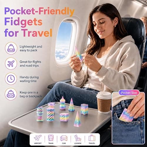 TGIQROVE 8 Pack 3D Printed Fidget Toys, Impossible Passthrough Toy Set | Pastel Rainbow Twist and Slide Optical Illusion Desk Toys, Sensory Fidgets for Kids, Teens and Adults thumbnail 5