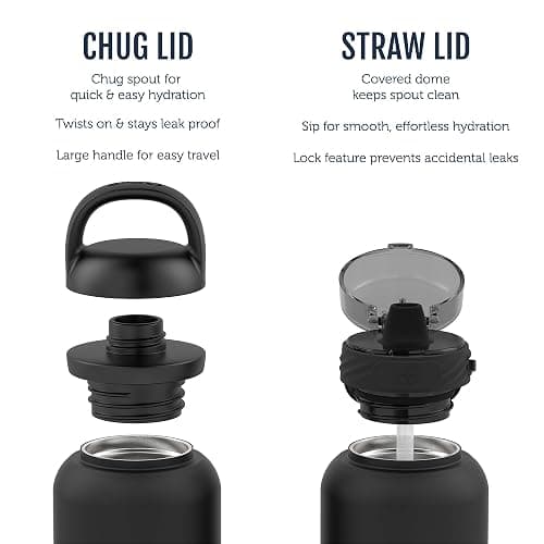 Ello Cooper 40oz Stainless Steel Water Bottle with 2 Lids Chug and Straw | Leak Proof | Double Walled and Vacuum Insulated | Built in Carry Loop | Dishwasher Safe | White Marble thumbnail 4