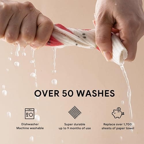 RECYCO Swedish Dishcloths for Kitchen | 6 Pack Tropical Fruit Washable Dish Rags | Cellulose Reusable Cleaning Paper Towels | Absorbent Counter Dish Cloth Sponge Kitchen Wipes, 8" L x 7" W thumbnail 6