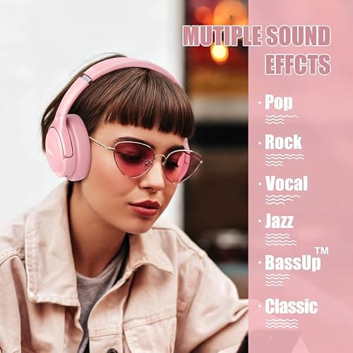 BERIBES Bluetooth Headphones Over Ear, 65H Playtime and 6 EQ Music Modes Wireless Headphones with Microphone, HiFi Stereo Foldable Lightweight Headsets, Deep Bass for Home Office Cellphone PC Ect. thumbnail 2