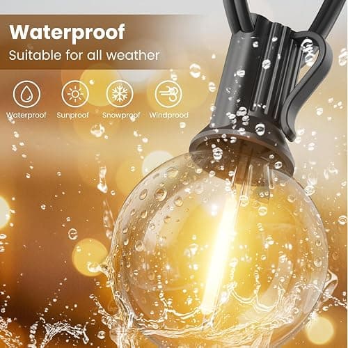 RTTY Outdoor String Lights 50ft, G40 Led Patio Globe Lights with 26pcs Plastic Bulbs, Shatterproof Waterproof Connectable Hanging for Porch Cafe Bistro Backyard Gazebo Balcony Deck Party thumbnail 5