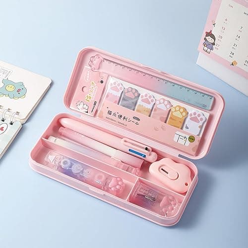 MOZXIRZ 9 Pcs Cute Pink Stationery Set Cat Paw School Supplies Kawaii Office Supplies Including Pens Pencil Sharpener Highlighter Eraser Correction Tape Ruler Utility Knife (Cat Paw-Pink) thumbnail 4