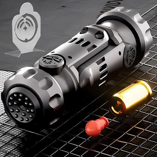 Metal Tungsten Steel Fidget Toy Gun Fidget Slider Fidget Gun Stress Relief Relax EDC Gyro Finger Toy Fidget Ring Fingertip Textured Spinner (Black) - Image 1