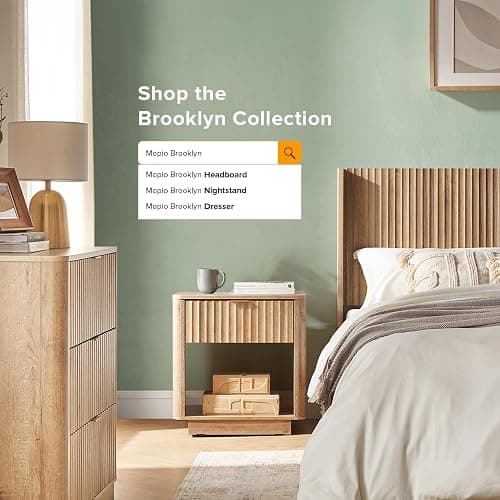 mopio Brooklyn Fluted Nightstand, Modern Farmhouse Nightstand, Small Side, Wood Bedside Table with Drawer, End Table with Storage, Fluted Night Stand, Curved Profile (Golden Oak, Single) thumbnail 5
