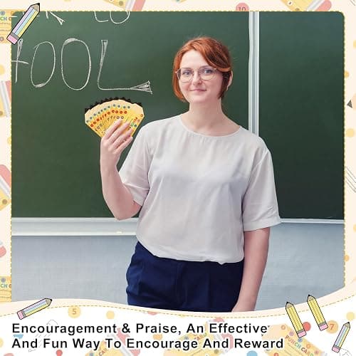 ReliThick 200 Pcs Punch Cards for Classroom Reward Cards Behavior Incentive Awards Loyalty Card for Teacher School Business Home Supplies(Pencil) thumbnail 6