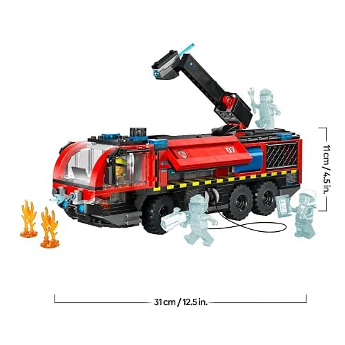LEGO City Flughafenlöschfahrzeug - Spielzeug Einsatzfahrzeug - Modellbau mit 4 Feuerwehr Minifiguren - Geburtstagsgeschenk für Jungen ab 7 Jahren und Technikfans - 60499 thumbnail 3