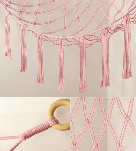 mirolam Stuffed Animal Storage Hammock Net - Toy Hammock Net for Stuffed Animals Corner - Hanging Stuff Animal Organizer Holder Large Pink Baby Nursery Room Decor thumbnail 5